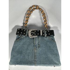 Just Natural | Denim Blue Jean Purse | Satchel Freestanding Purse